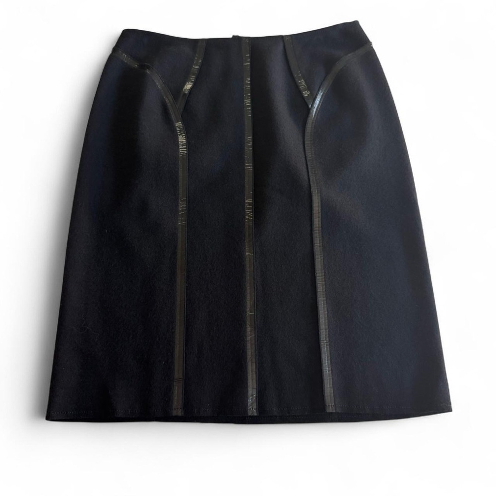 SOLD Prada Wool Skirt - Vinyl Detail - IT 44 - US Medium